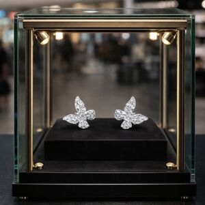 Shiny Butterfly Shaped Stud Earrings 925 Silver post.